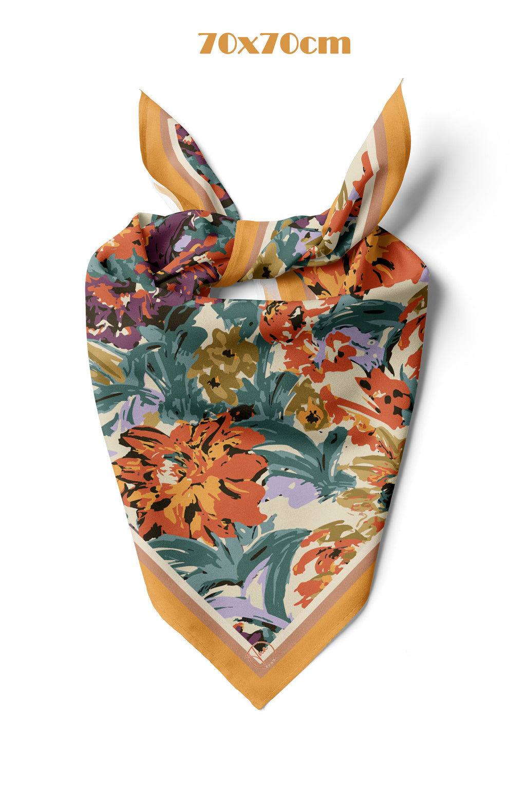 Gün Batımı Bahçesi Desen 70*70cm Bandana/Fular - Çok Renkli