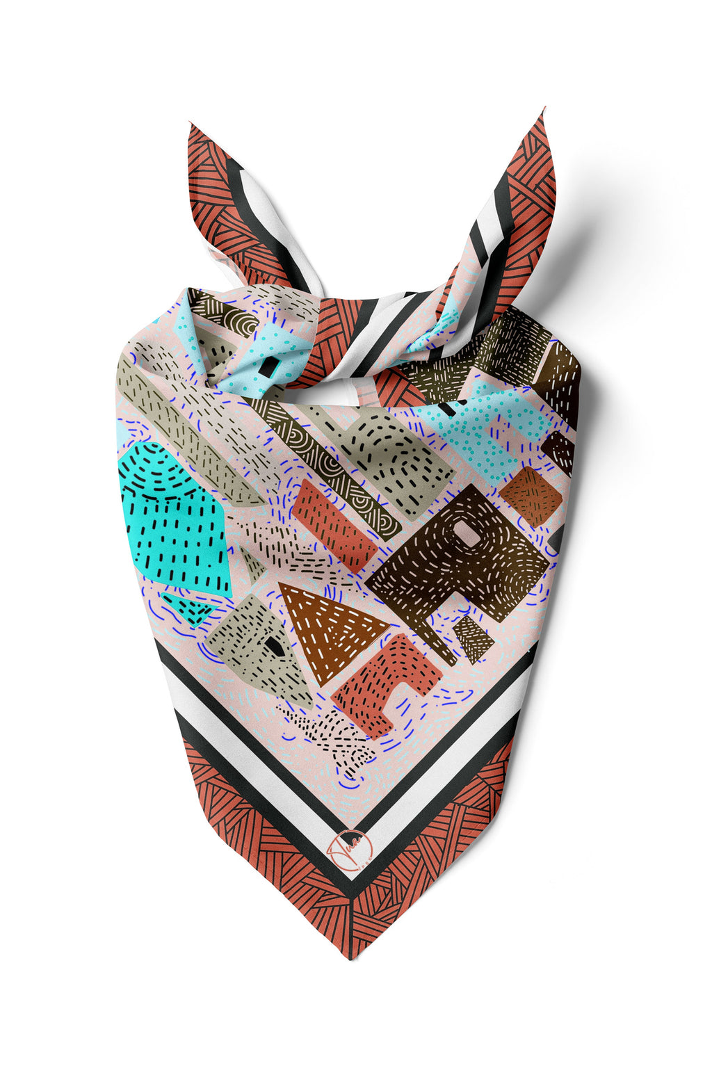 Renkli Şehir Desen 55x55cm Bandana/Fular - görsel 2