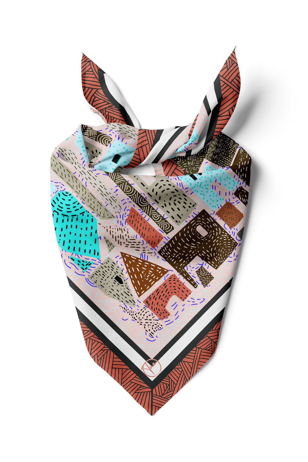 Renkli Şehir Desen 55x55cm Bandana/Fular - görsel 2