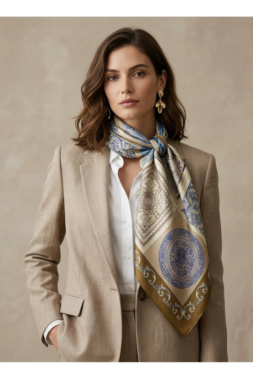 ÇİNİ SIRRI Scarf Desen 90X90cm Eşarp/Fular - görsel 3