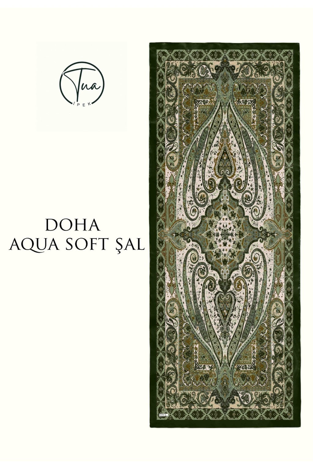DOHA AQUA SOFT COTON ŞAL - ETNİK Desenli - Haki