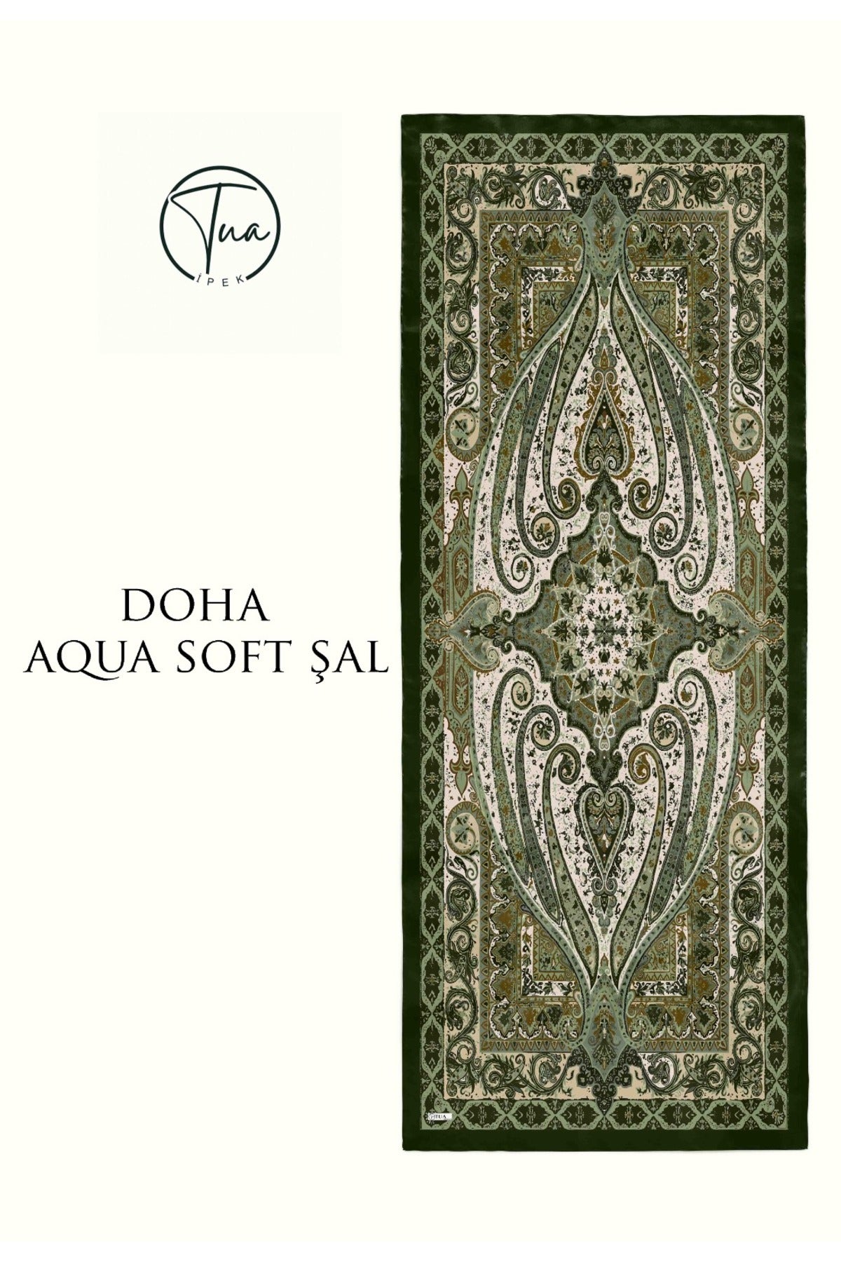 DOHA AQUA SOFT COTON ŞAL - ETNİK Desenli - Haki