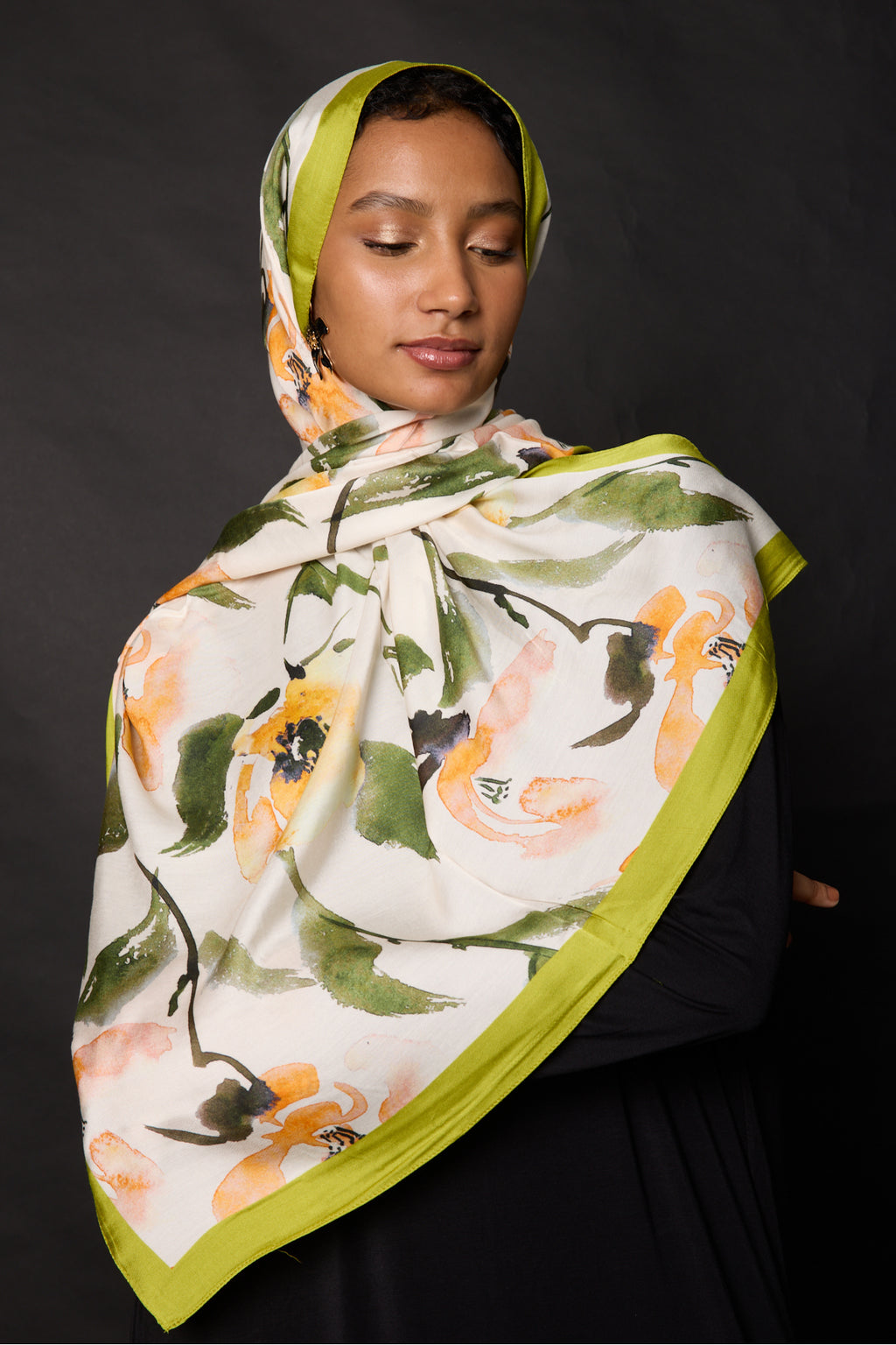 Organic Viscose İpeği İNCİRA ŞAL - FLoral Desenli - görsel 5