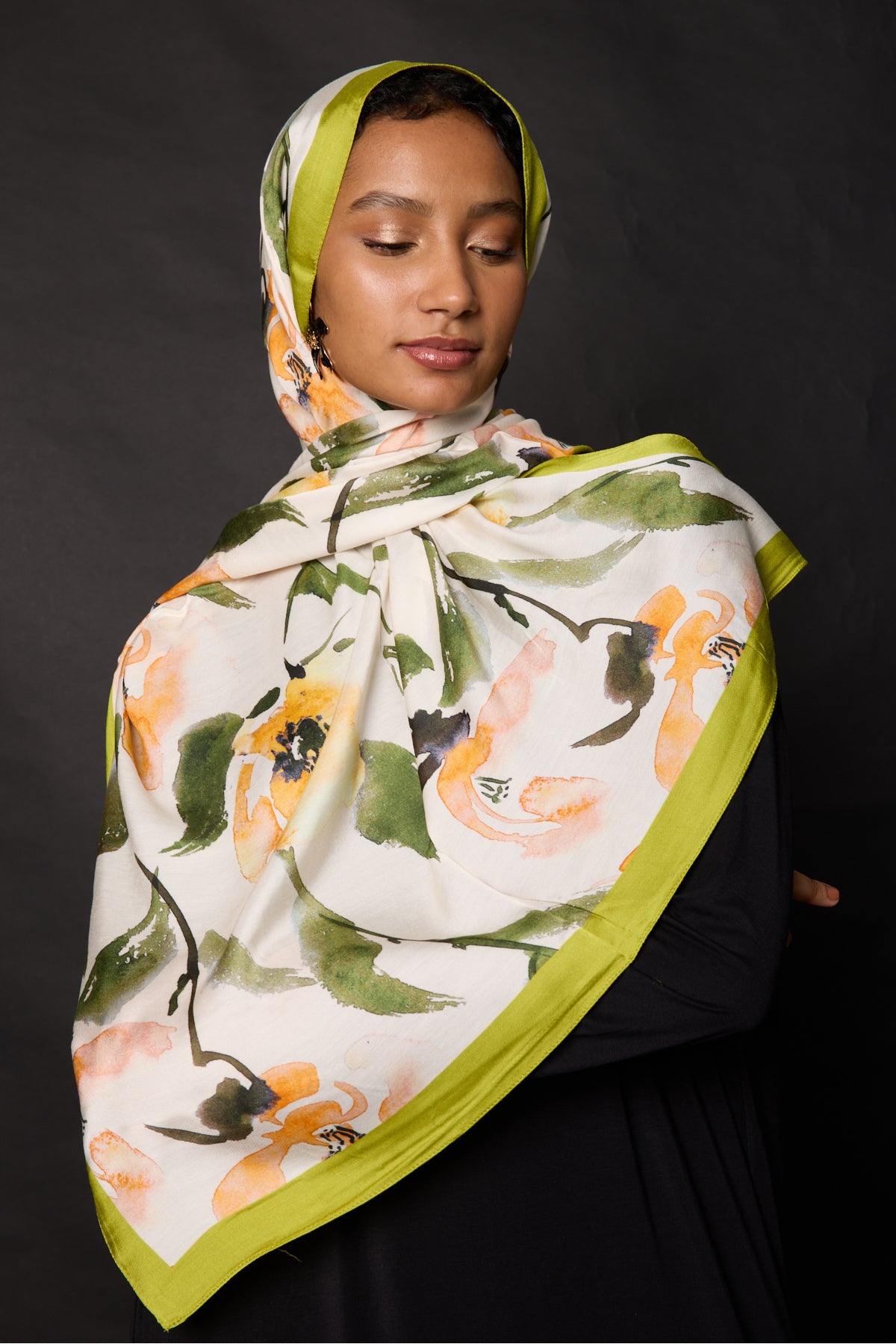 Organic Viscose İpeği İNCİRA ŞAL - FLoral Desenli - görsel 5