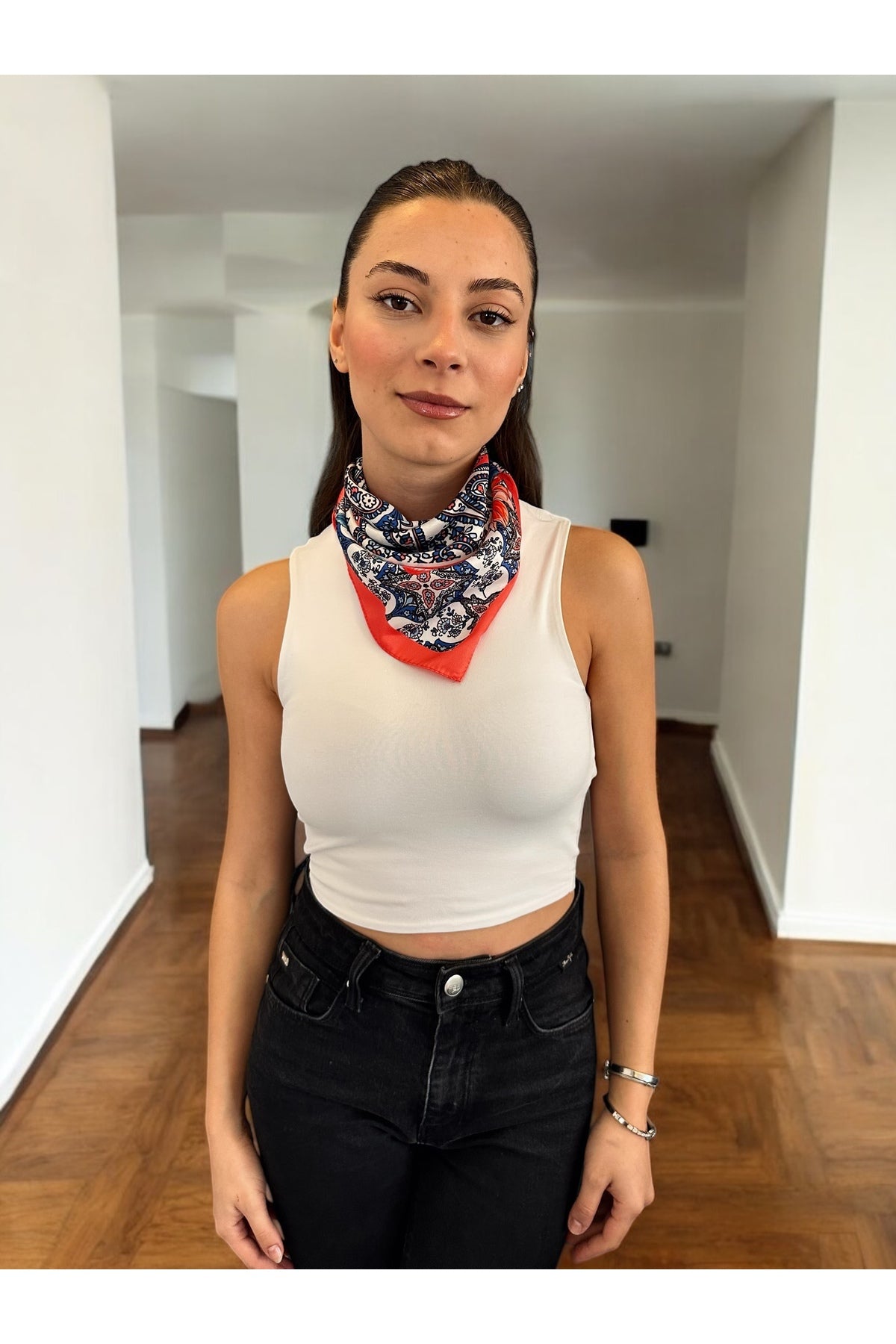 ÇİÇEKLİ VİNTAGE Desen Bandana/Fular - görsel 6