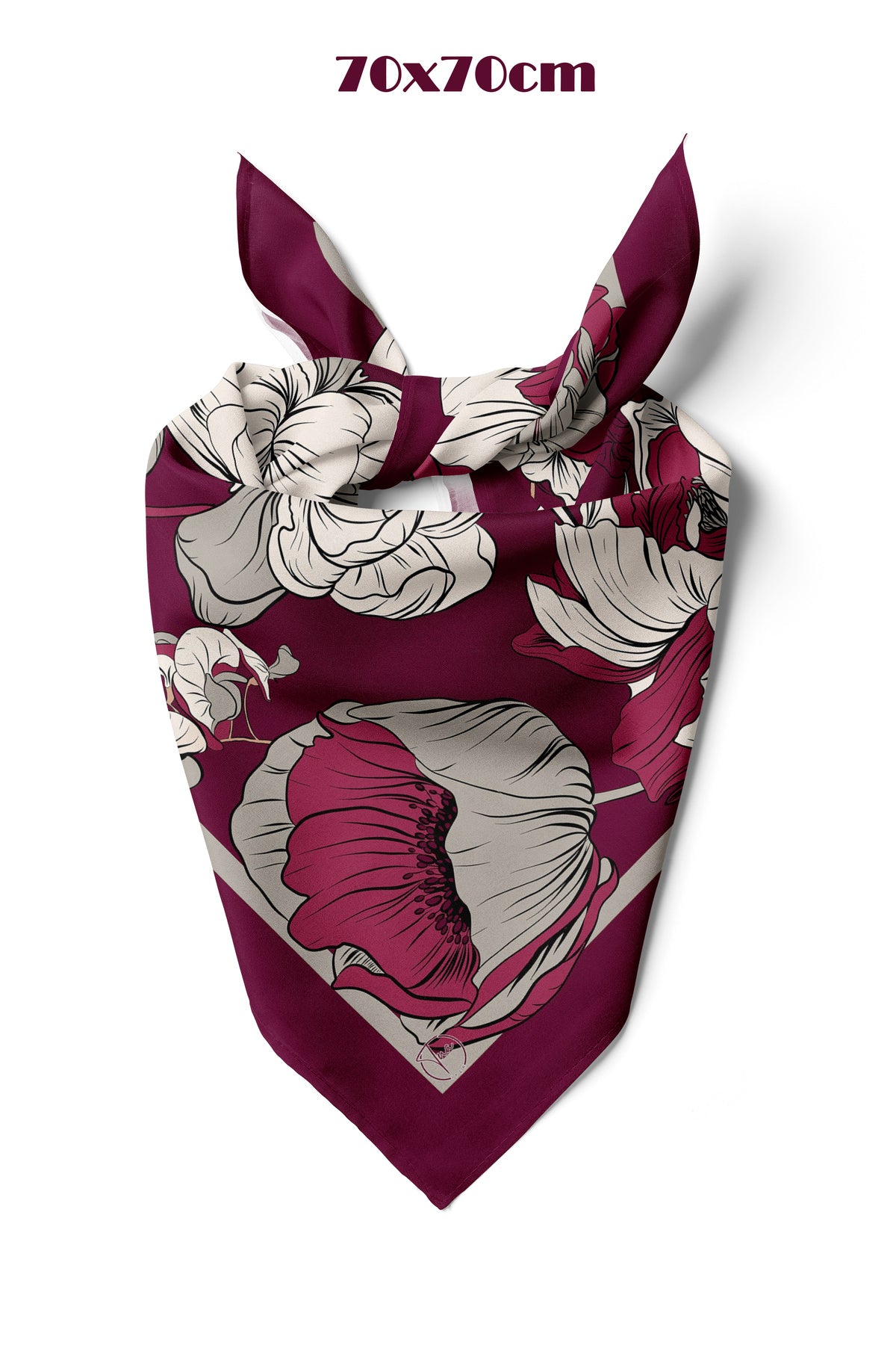 Güz Gülü Desen 70*70cm Bandana/Fular - görsel 2