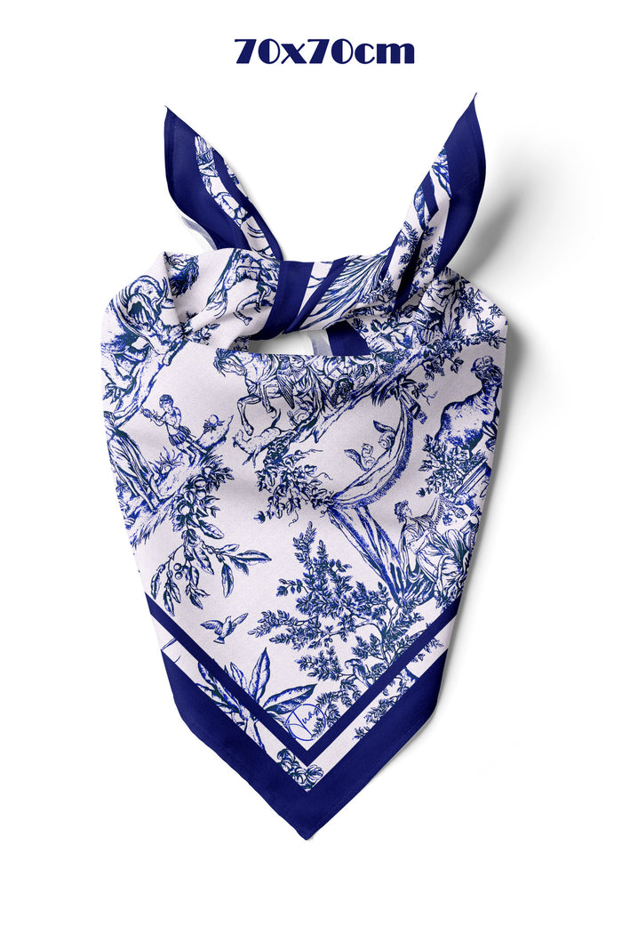 Blue Animal Toile Desen 70*70cm Bandana/Fular - Çok Renkli