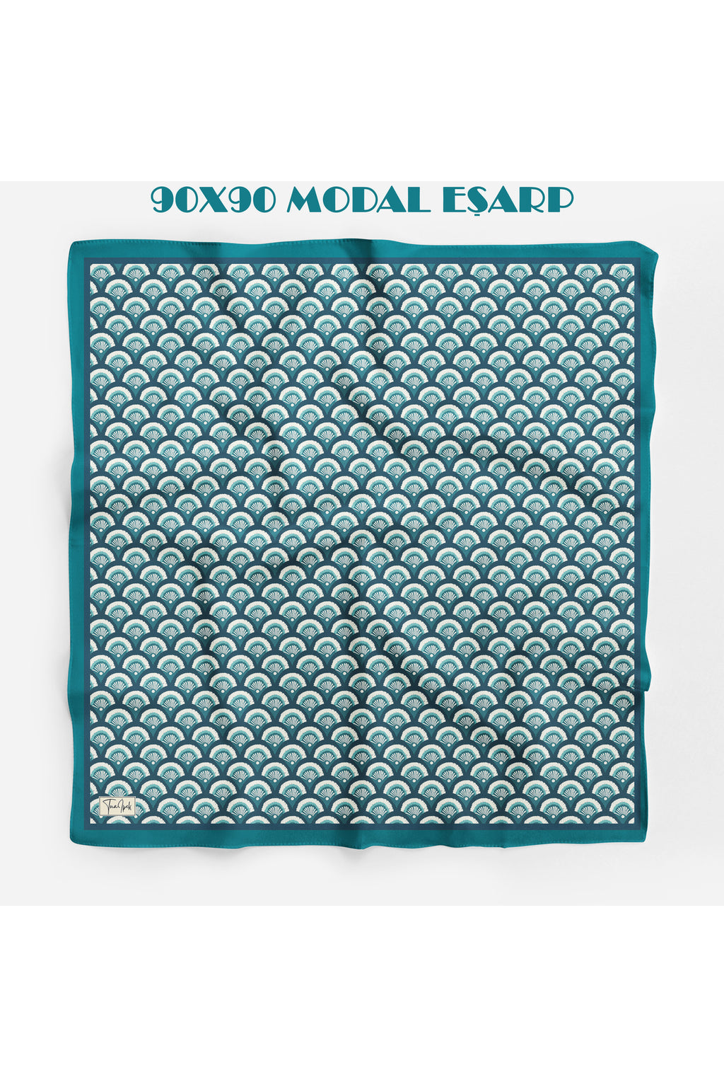 İLMEK Desen 94X94cm Viskon Modal Eşarp - Petrol Yeşil
