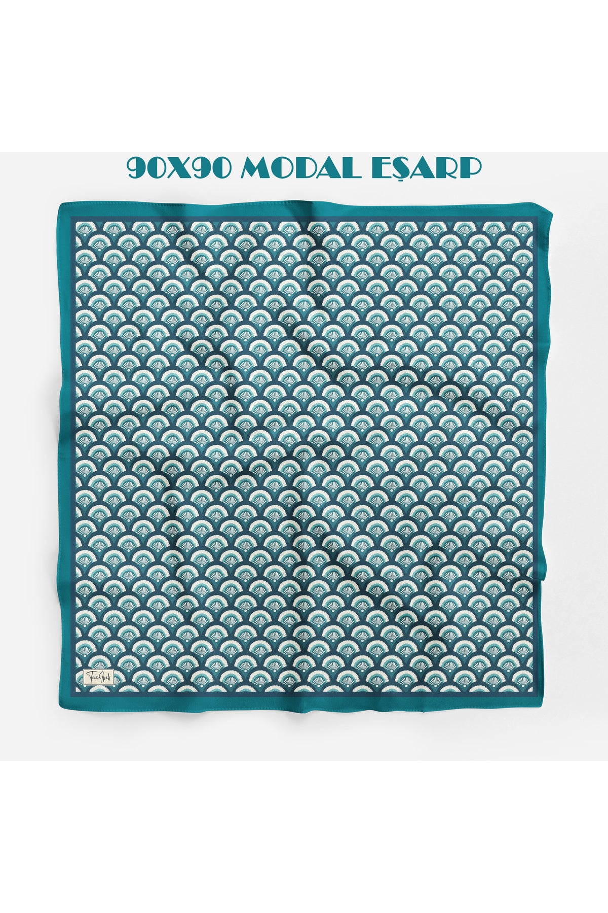 İLMEK Desen 94X94cm Viskon Modal Eşarp - Petrol Yeşil