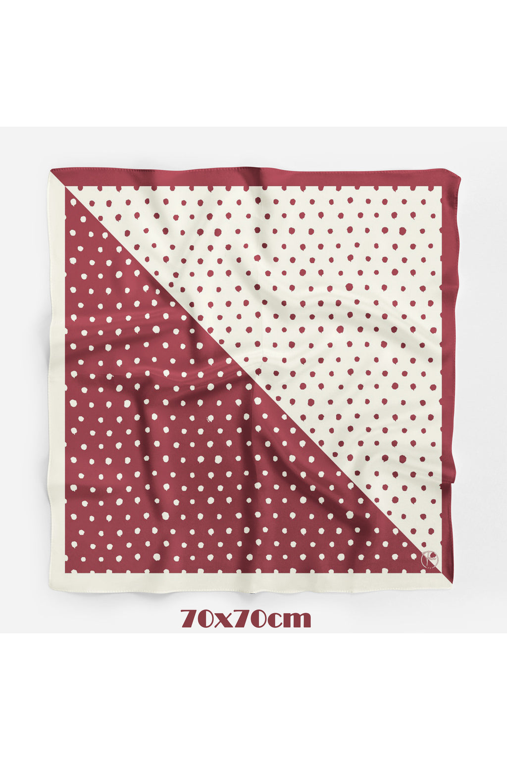 İkilem Puantiye Desen 70*70cm Bandana/Fular - Bordo