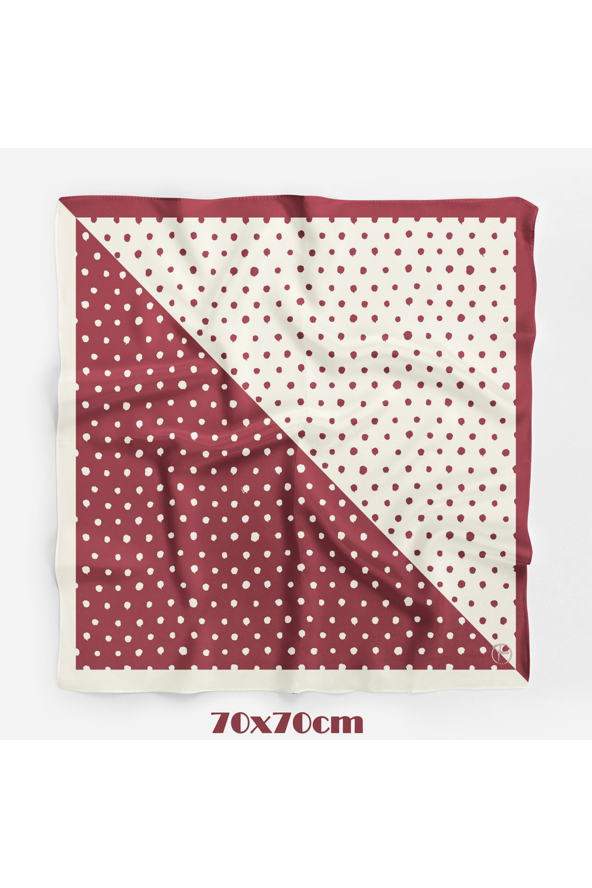 İkilem Puantiye Desen 70*70cm Bandana/Fular - Bordo