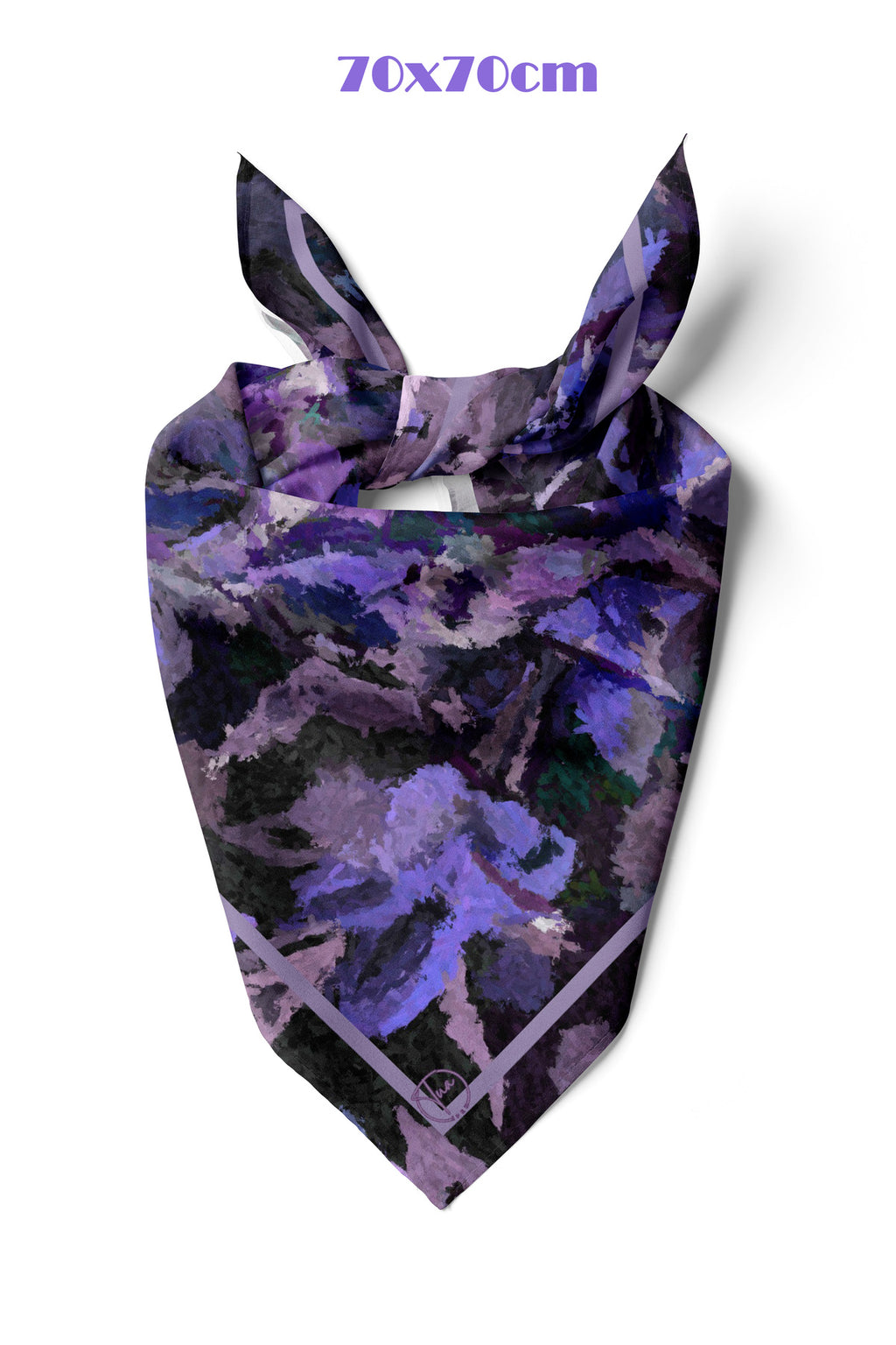 Derin Mor Fırça Darbeleri Desen 70*70cm Bandana/Fular - görsel 2