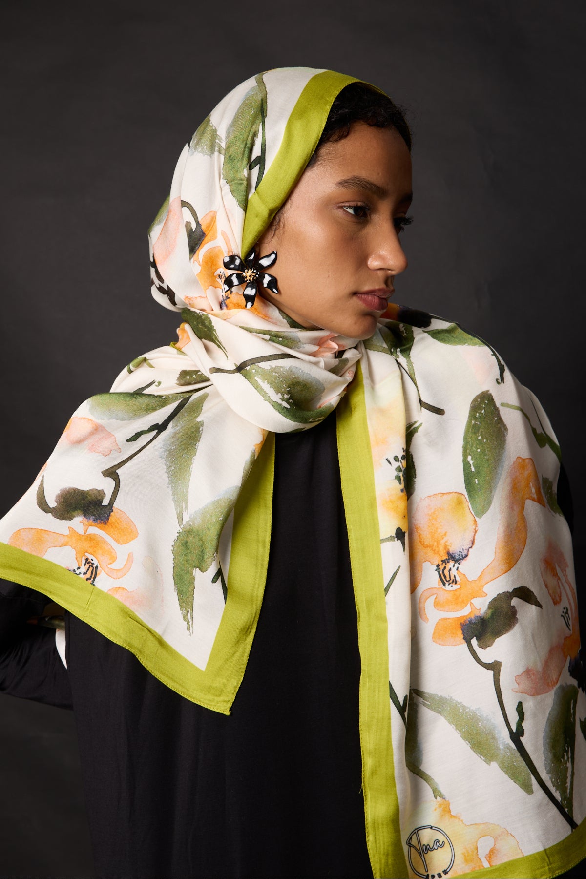 Organic Viscose İpeği İNCİRA ŞAL - FLoral Desenli - görsel 4