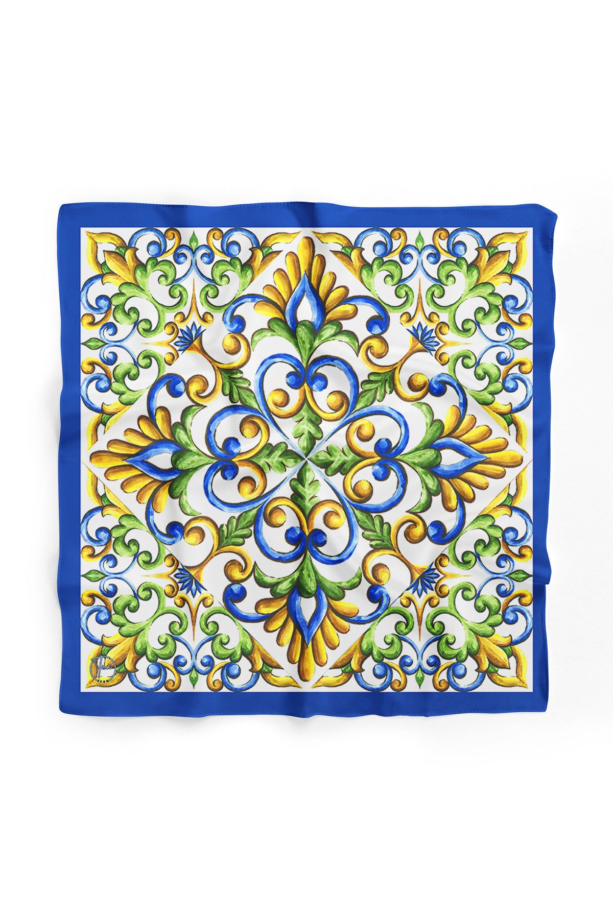 İTALYAN ÇİÇEKLİ ÇİNİ Desen Bandana/Fular - Çok Renkli