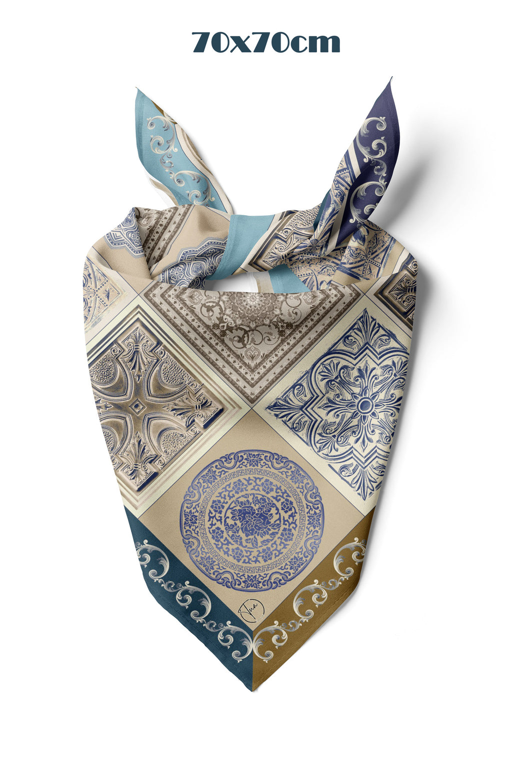 Çini Sırrı Desen 70*70cm Bandana/Fular - görsel 5
