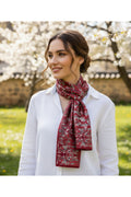 CHERRY BLOSSOM Desen Şık & Zarif Kadın Aksesuarı Saten Fular 30x165cm - Çok Renkli