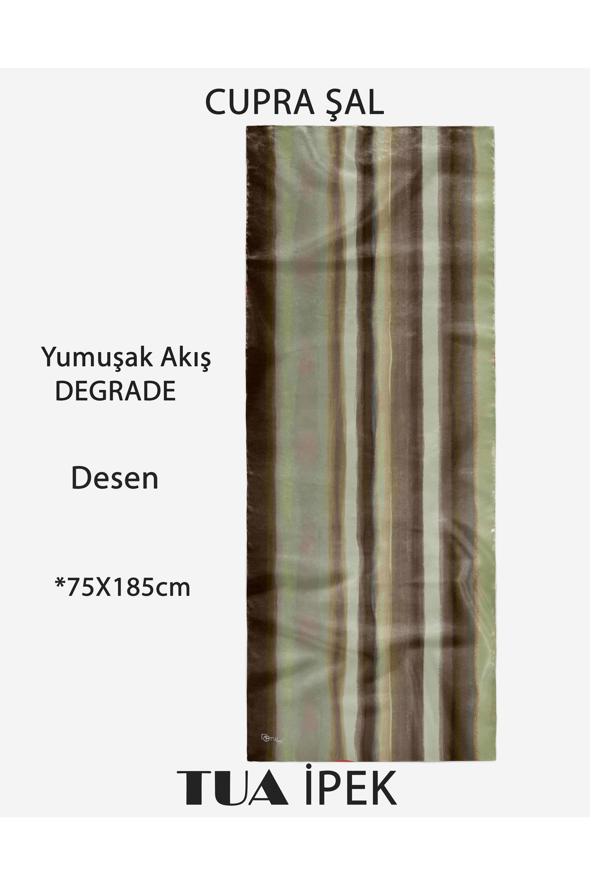 Degrade Desen CUPRA Kalite Fransız İpeği Şal 70x180cm - görsel 2