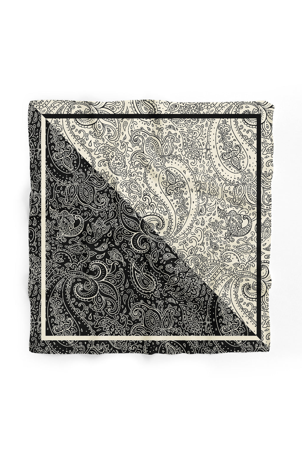Black And Cream Paisley Desen 55x55cm Bandana/Fular - görsel 5