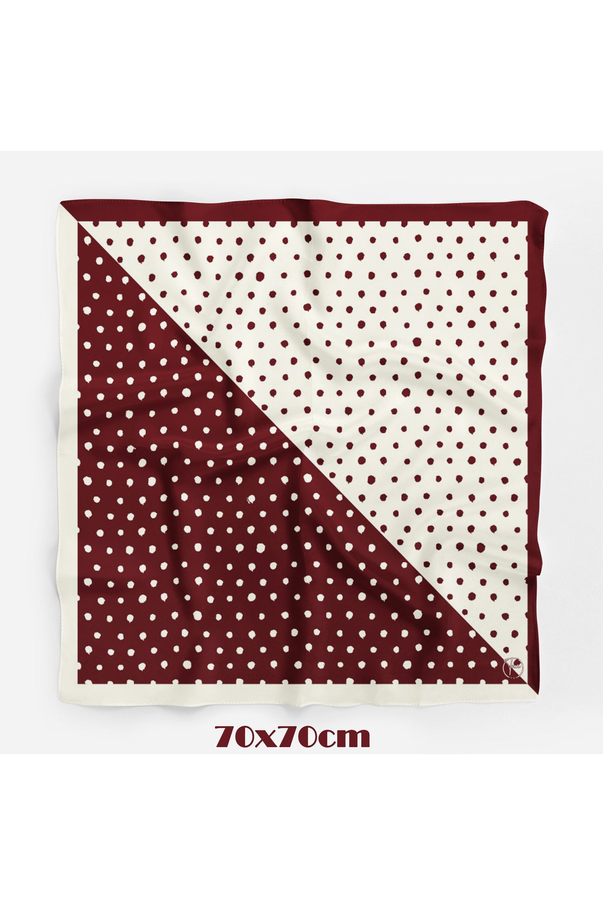 İkilem Puantiye Desen Mürdüm 70*70cm Bandana/Fular - görsel 2
