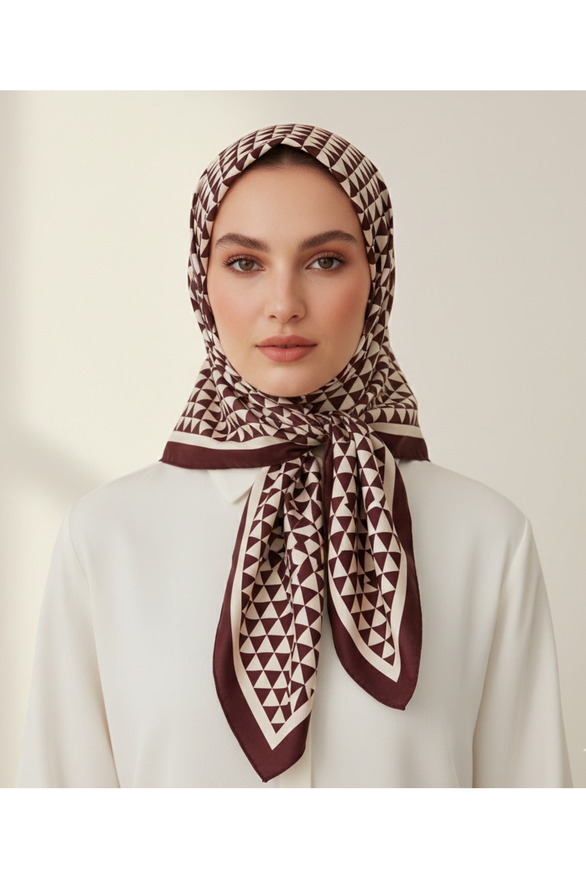 Piramit Doku Desen 90X90cm Eşarp/Fular - Bordo