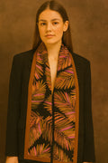 Gizemli Orman Desen Kadın Saten Fular 30x165cm - Çok Renkli