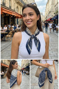 Navy Paisley Desen 55x55cm Bandana/Fular - Çok Renkli