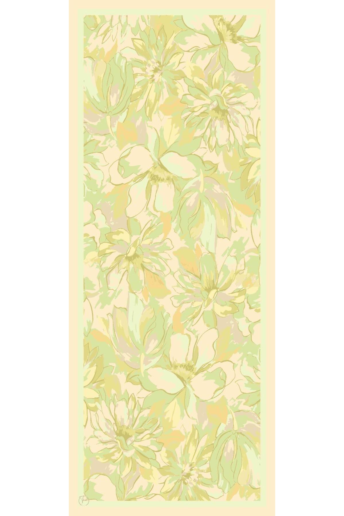 Flower Desen Fransız İpeği Şal 70x180cm - görsel 2