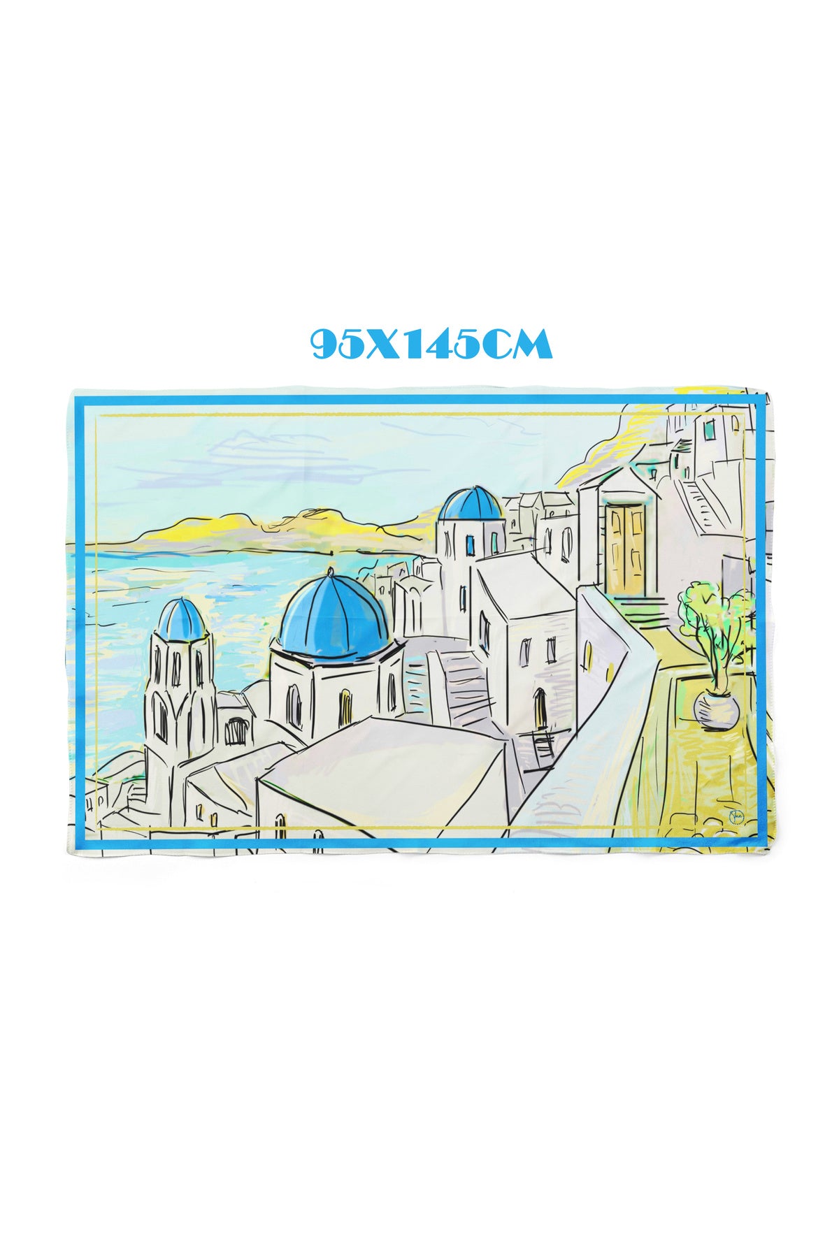 SANTORİNİ DREAMS MAVİ Desen İç göstermeyen Saten PAREO - görsel 3
