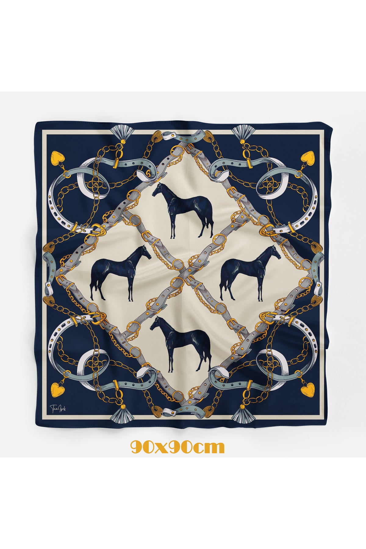 Midnight Bond Desen 90X90cm Eşarp/Fular - Lacivert