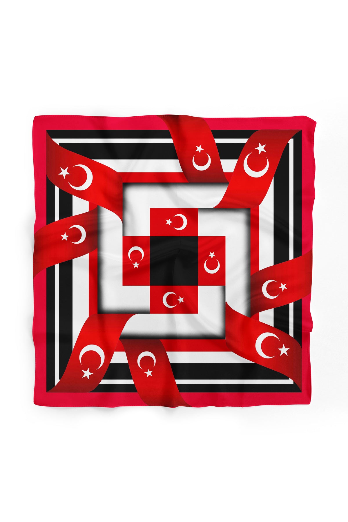 Türk Bayrağı Desen 55x55cm Bandana/Fular - Çok Renkli