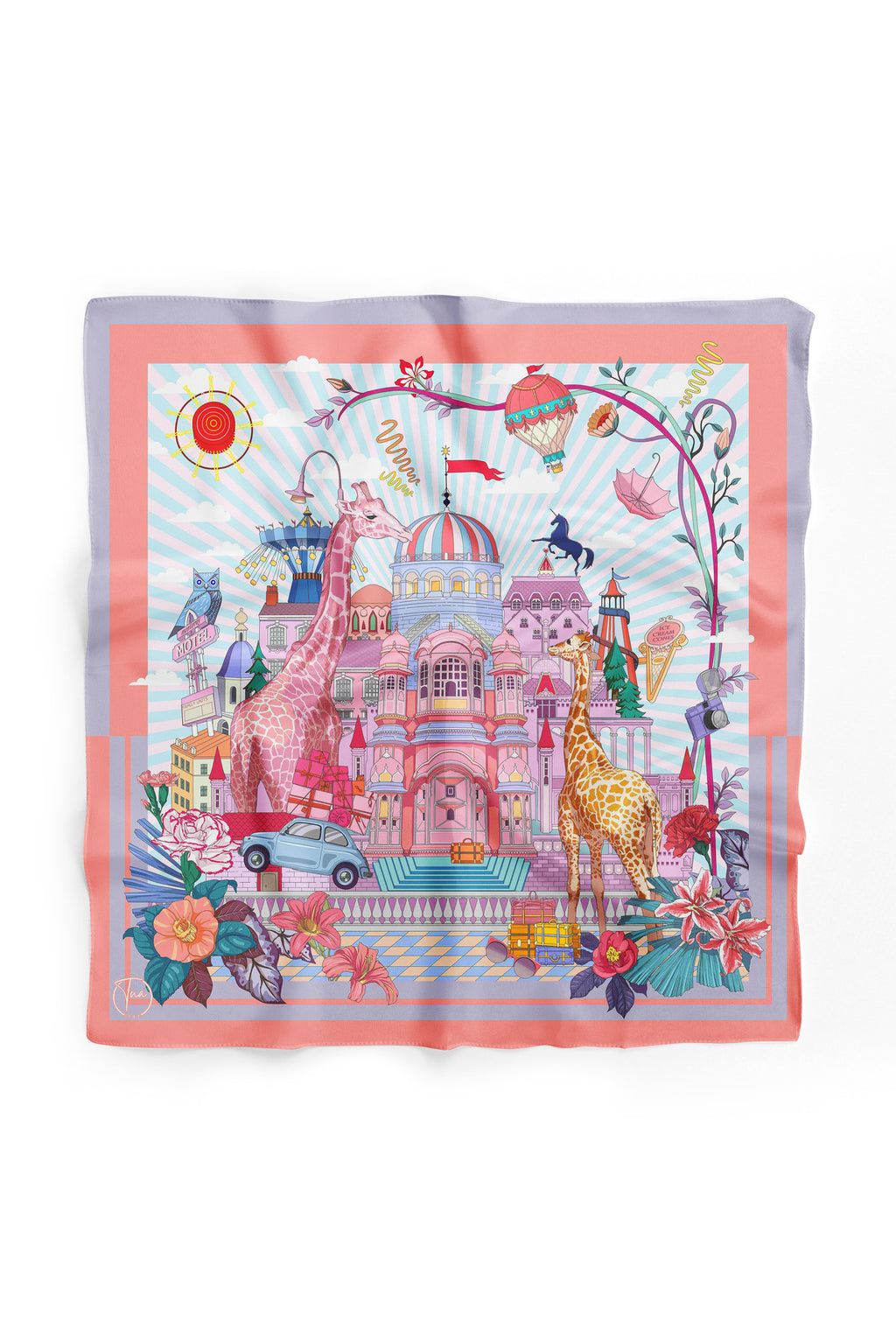 Art City Desen 55x55cm Bandana/Fular - Çok Renkli