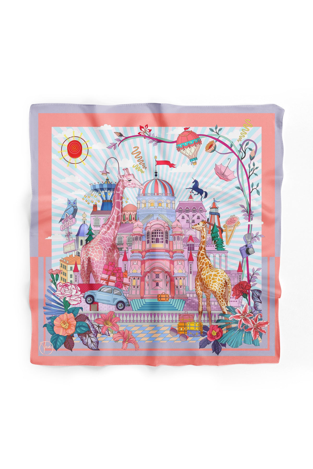 Art City Desen 55x55cm Bandana/Fular - Çok Renkli
