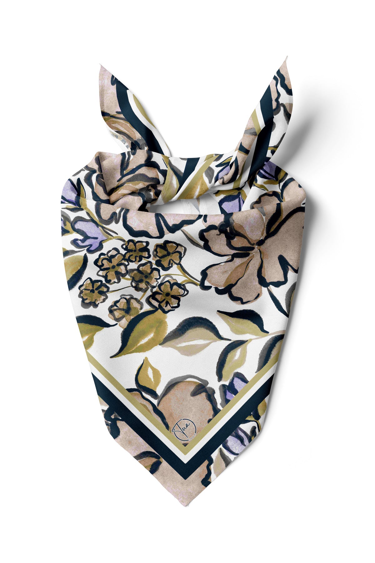 Violet Charm Desen 55x55cm Bandana/Fular - Çok Renkli
