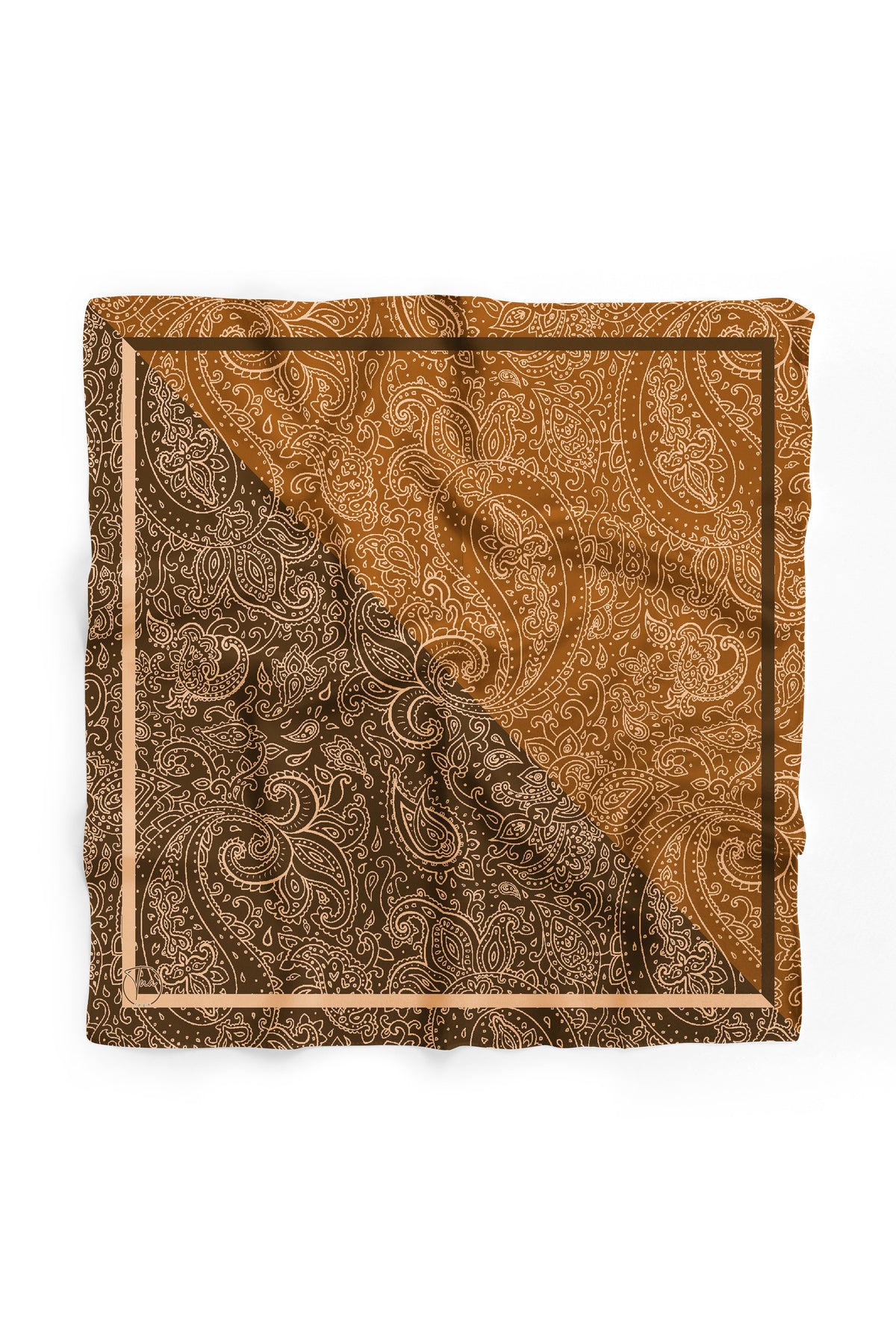 Karamel Paisley Desen 55x55cm Bandana/Fular - görsel 4