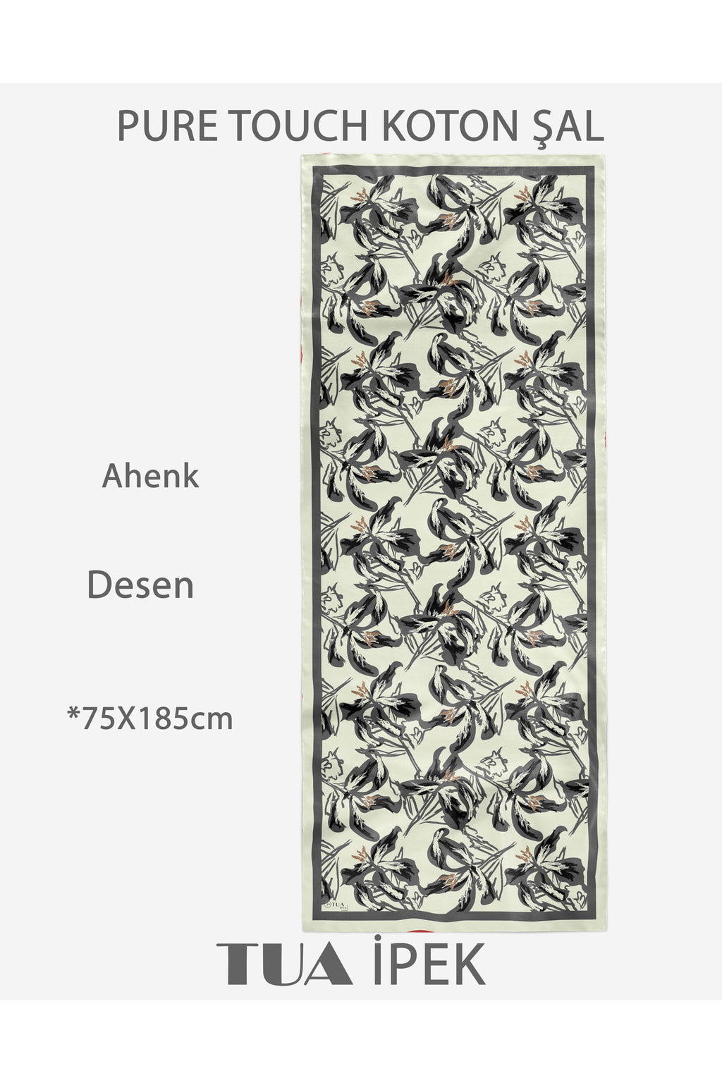 Vivid Floral Desen Pure Touch Koton Şal 75x185cm - görsel 2