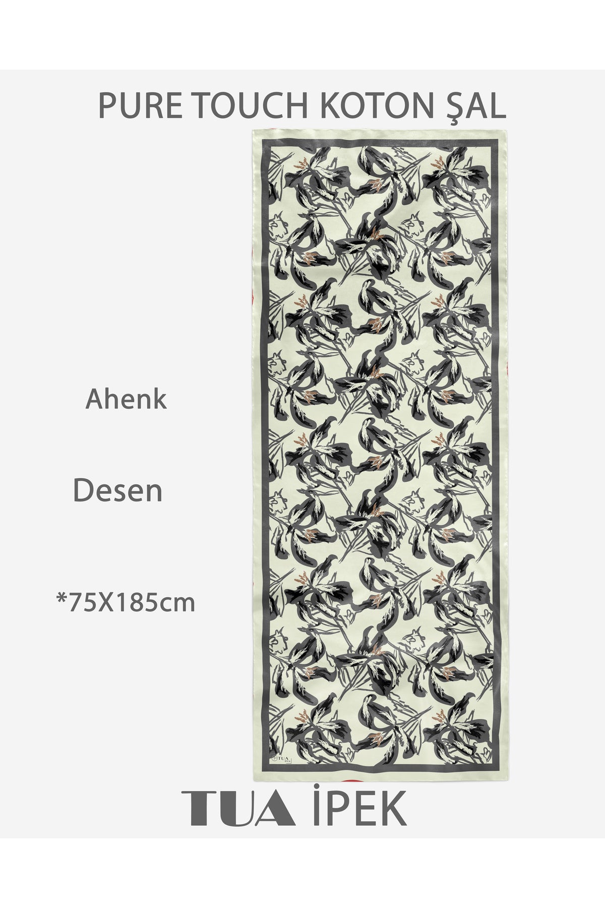 Vivid Floral Desen Pure Touch Koton Şal 75x185cm - görsel 2