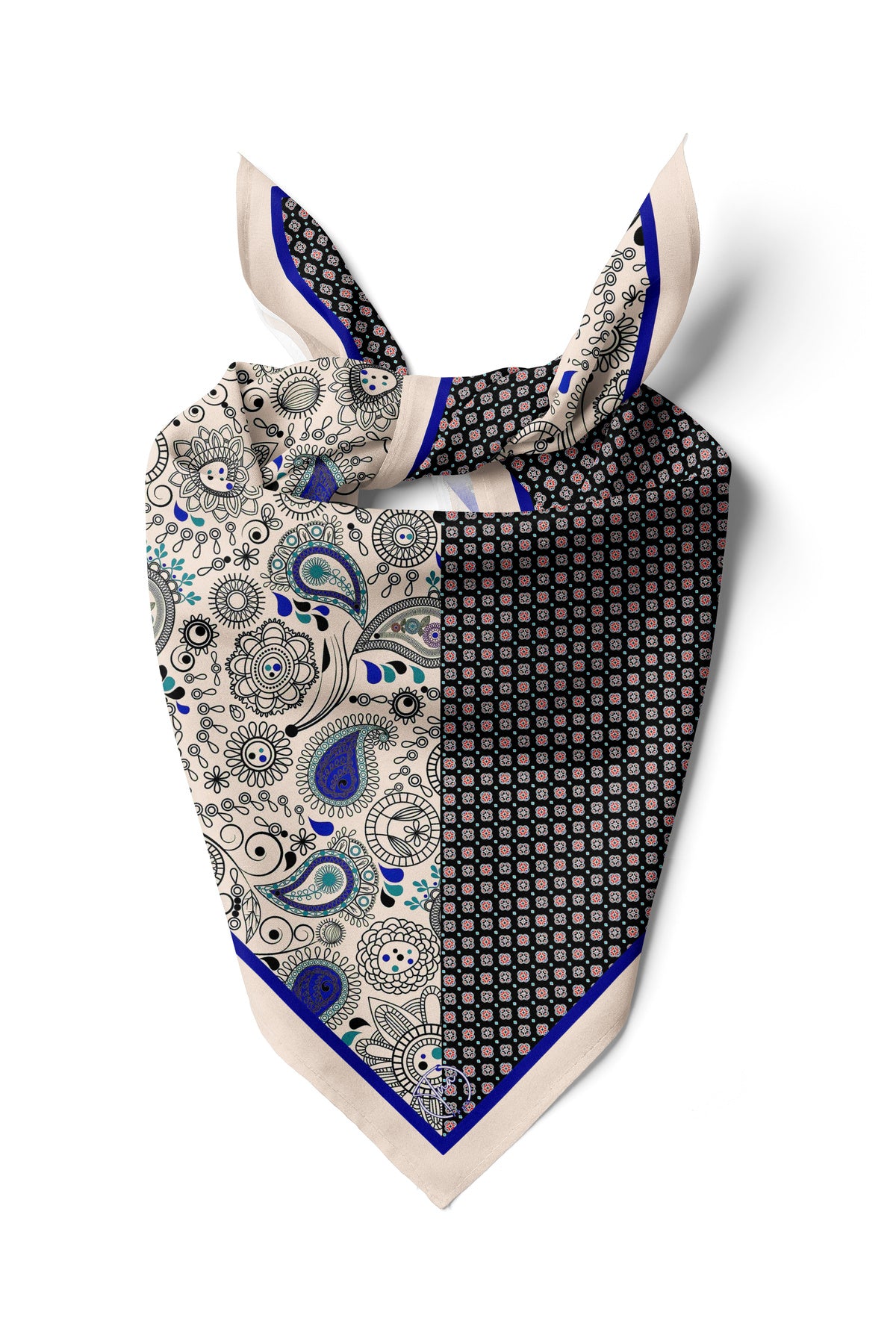 Çift Ruh Desen 55x55cm Bandana/Fular - Çok Renkli