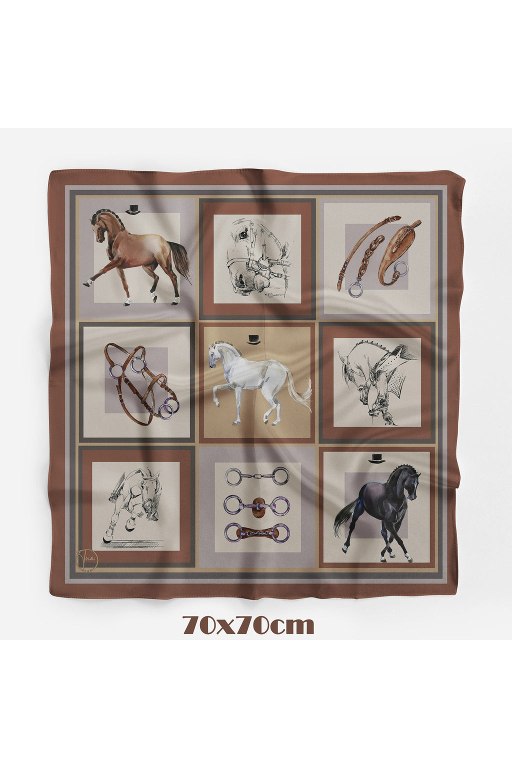 TERRA BİNİCİ KAHVE Desen 70*70cm Bandana/Fular - görsel 2