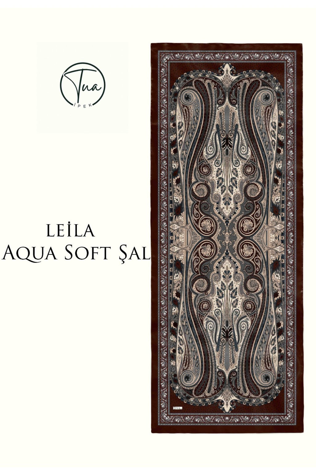 LEİLA AQUA SOFT COTON ŞAL - ETNİK Desenli - Bordo