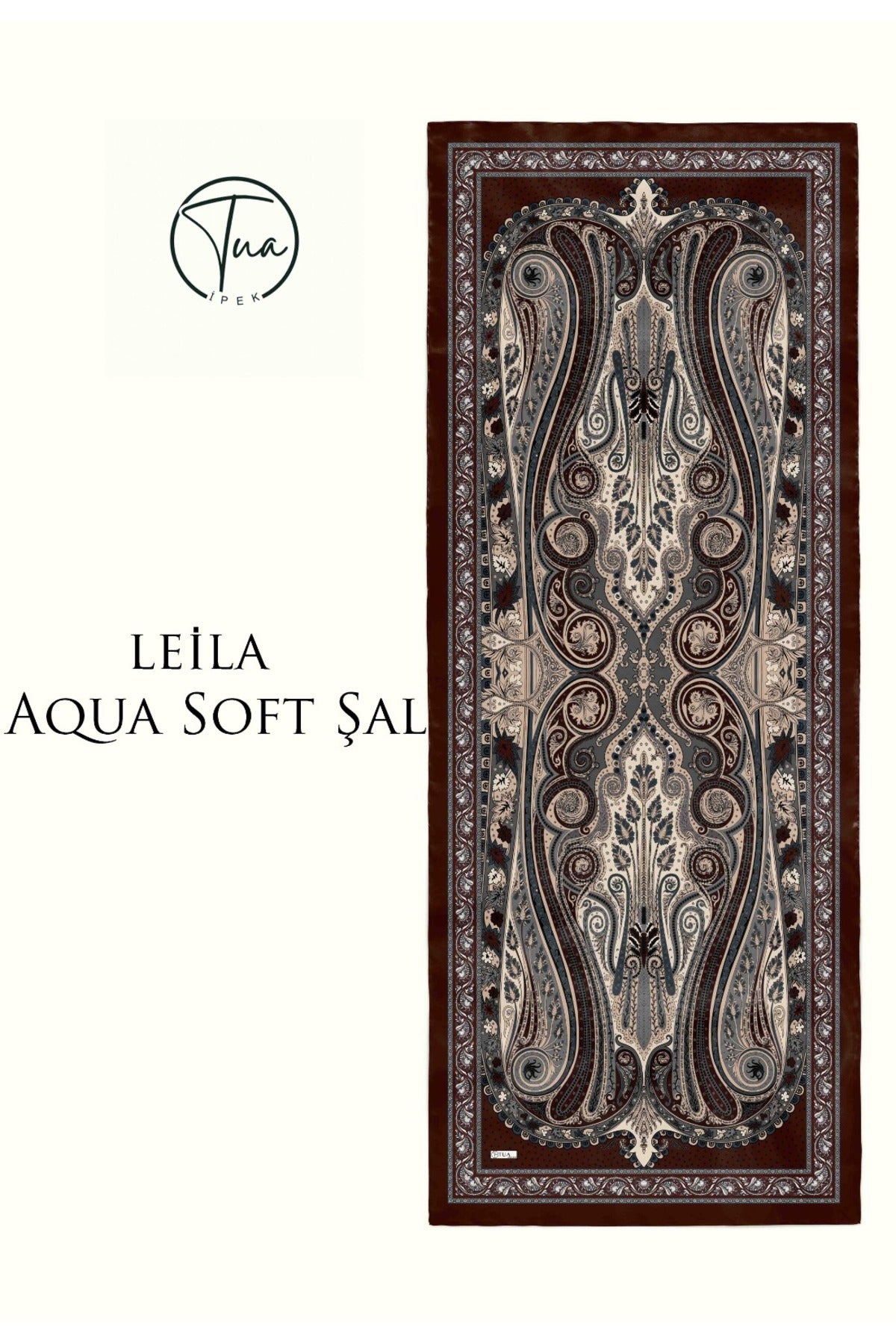 LEİLA AQUA SOFT COTON ŞAL - ETNİK Desenli - Bordo