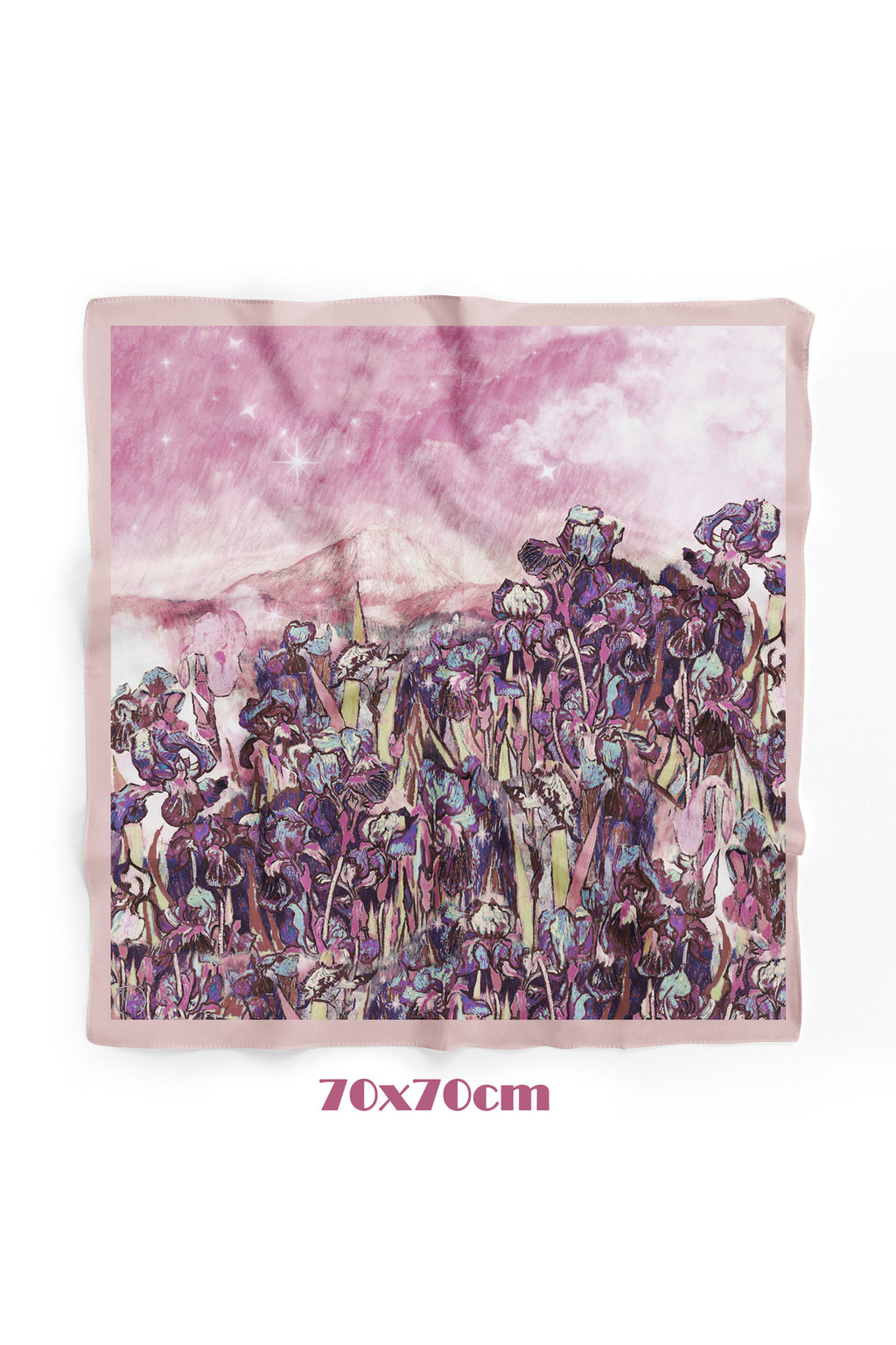 Süsen Bahçesi Pudra Desen 70*70cm Bandana/Fular - görsel 2