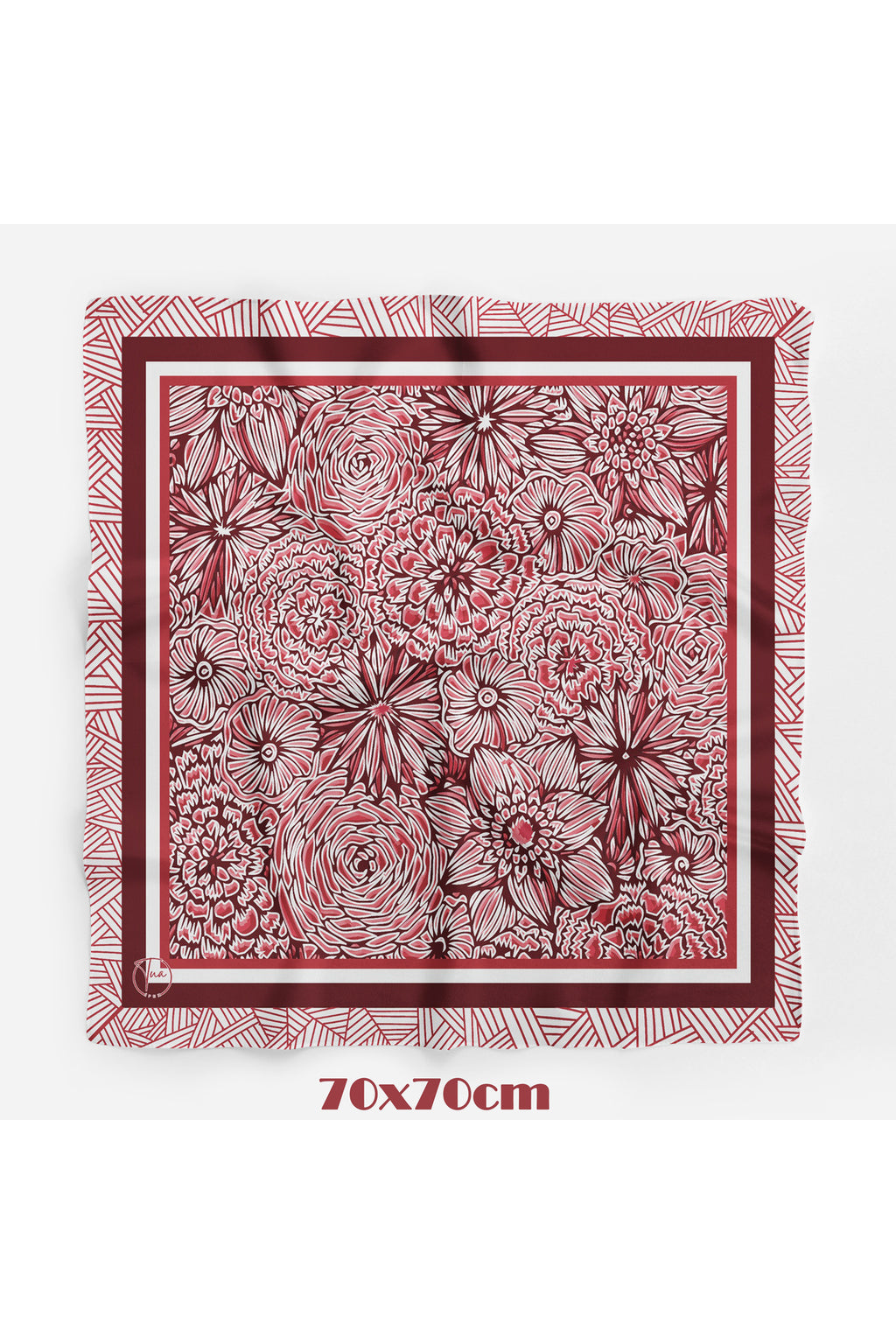 Bordo Bloom Desen 70*70cm Bandana/Fular - görsel 2