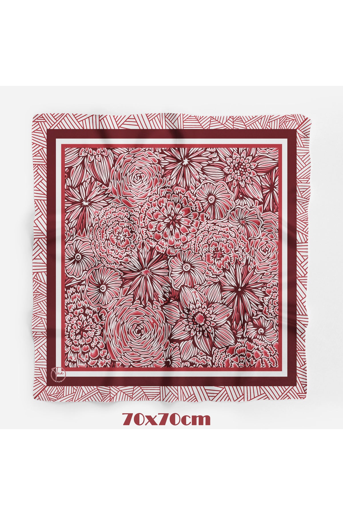 Bordo Bloom Desen 70*70cm Bandana/Fular - görsel 2