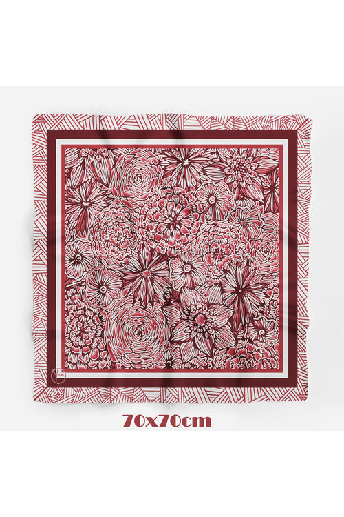 Bordo Bloom Desen 70*70cm Bandana/Fular - görsel 2
