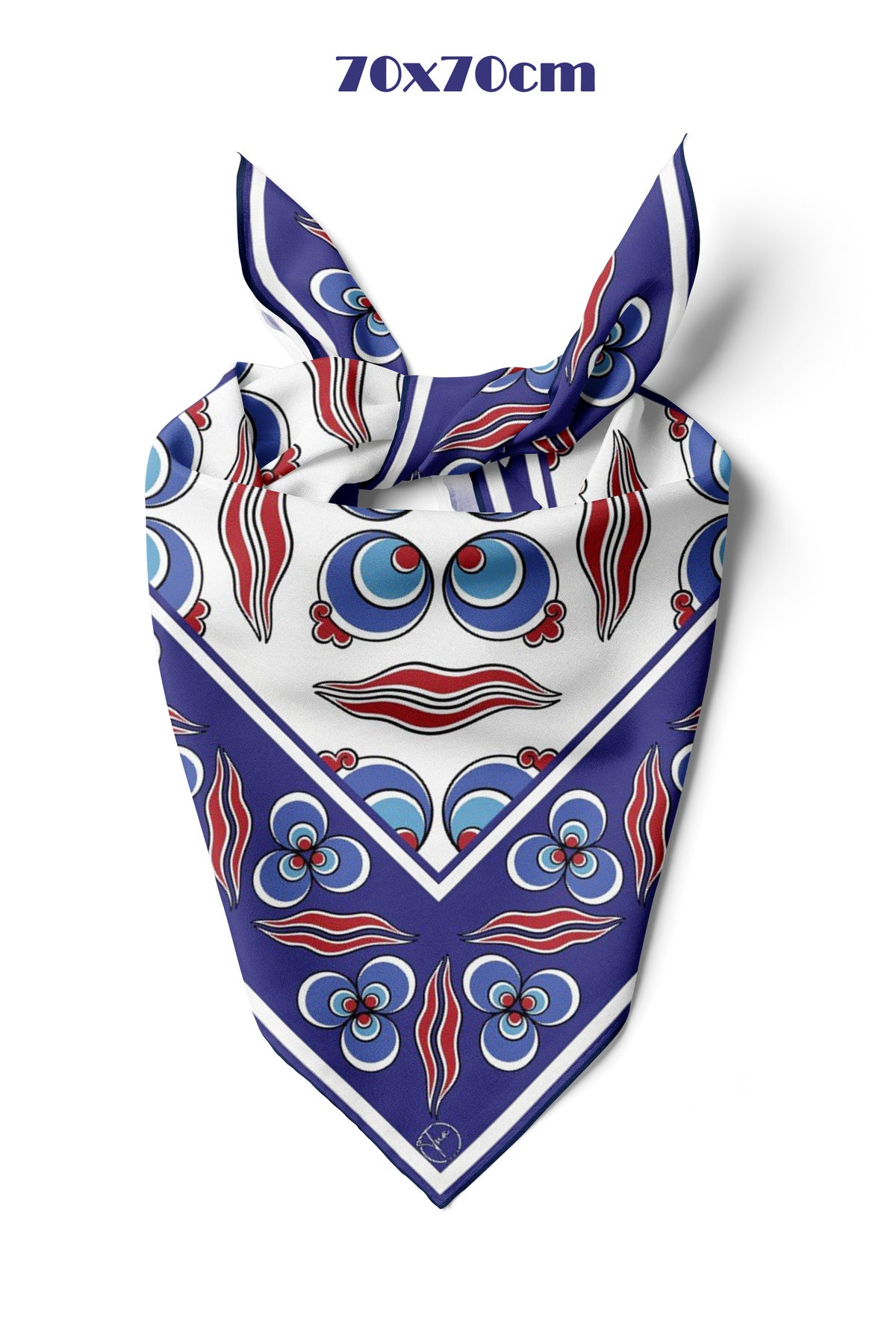 Mavi Girdap Desen 70*70cm Bandana/Fular - görsel 2