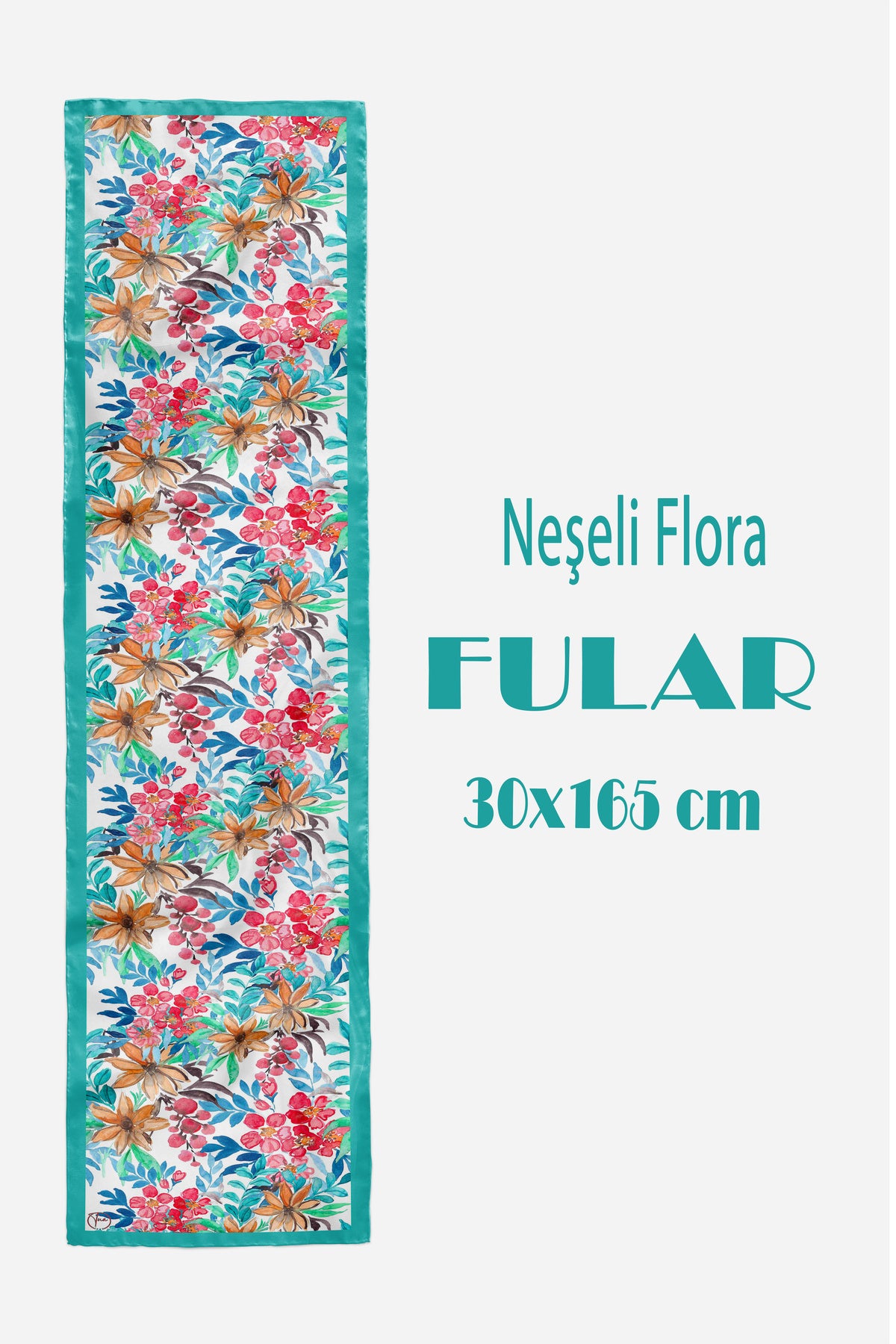 NEŞELİ FLORA Desen Şık & Zarif Kadın Aksesuarı Saten Fular 30x165cm - görsel 2