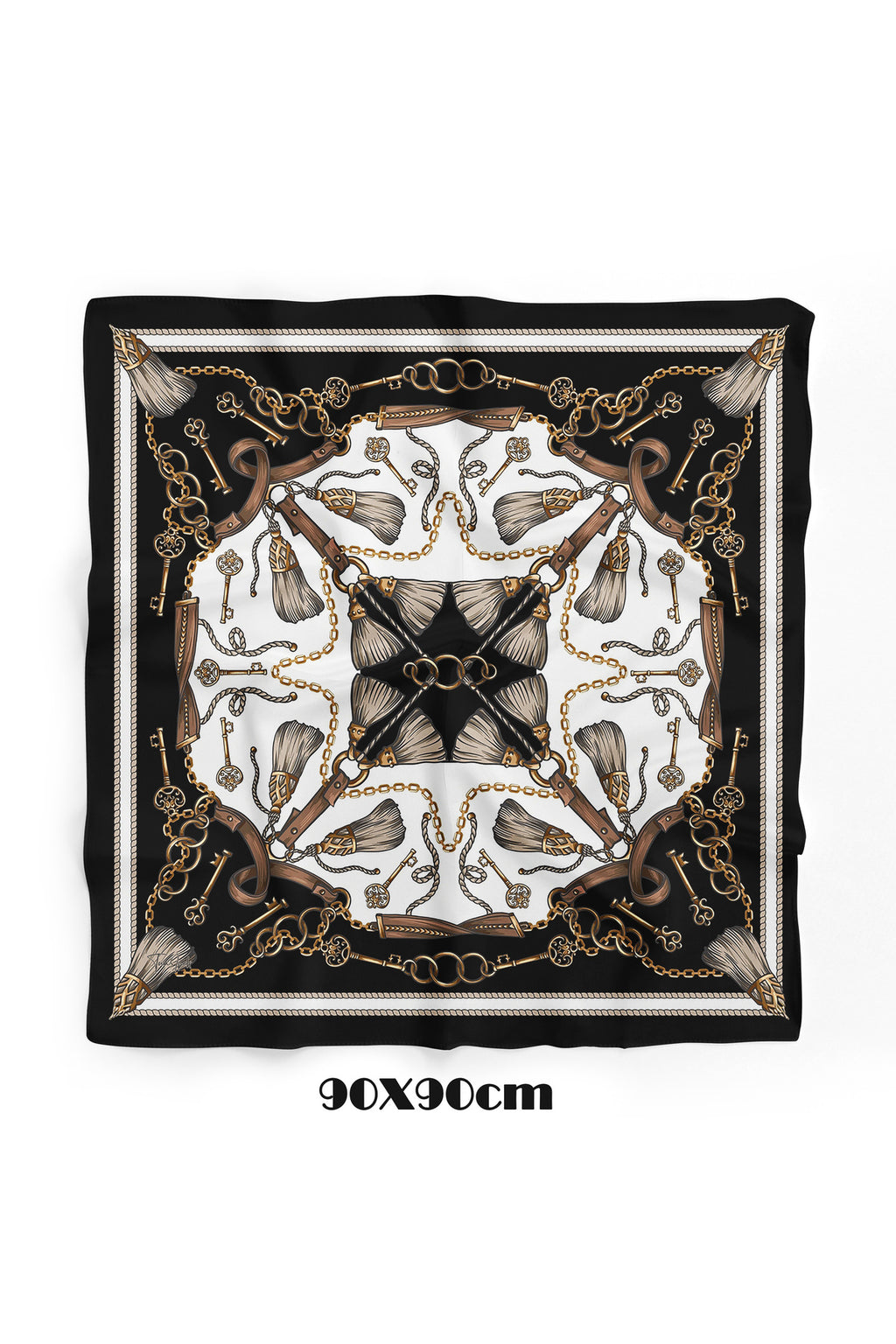 ROYAL KEY Desen 90X90cm Eşarp/Fular - görsel 2