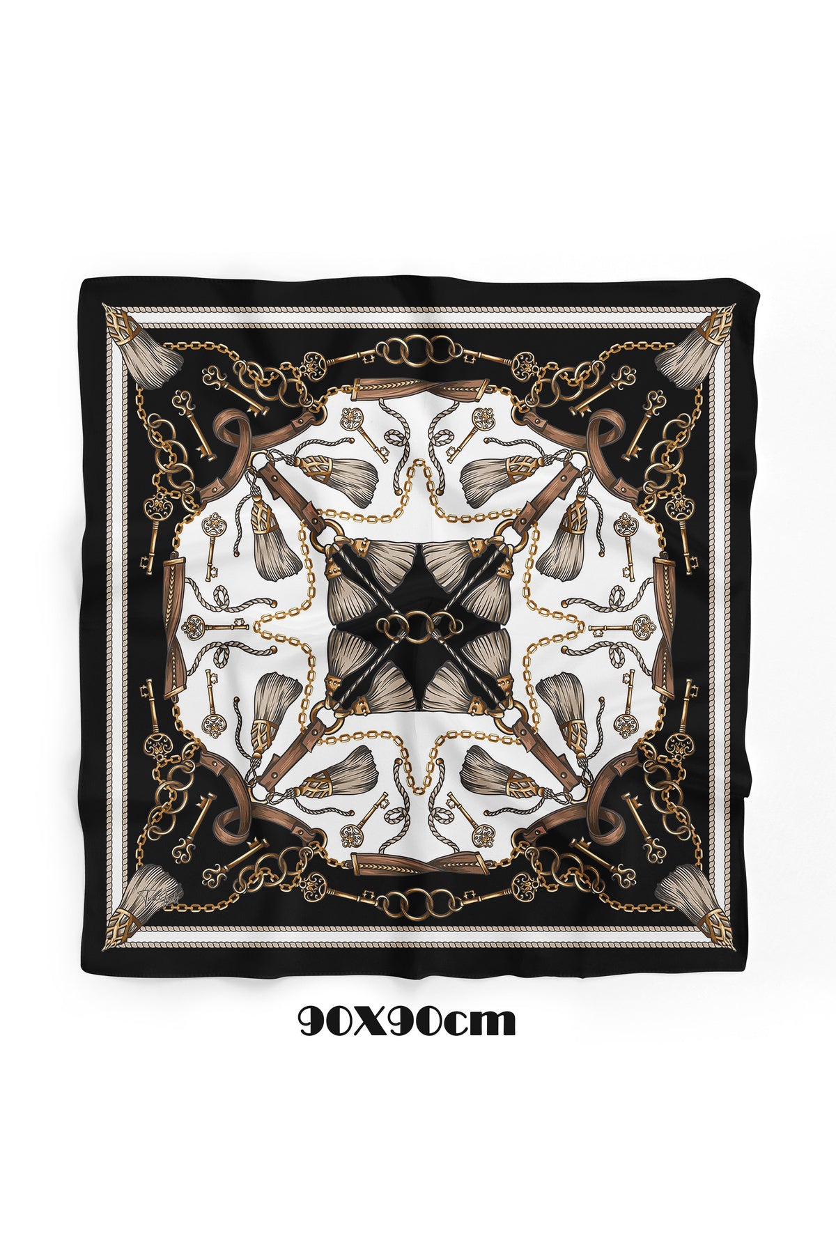 ROYAL KEY Desen 90X90cm Eşarp/Fular - görsel 2