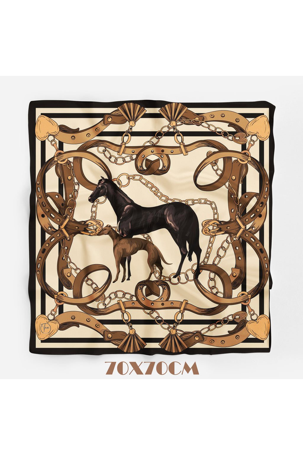 YAĞIZ ASALET Desen 70*70cm Bandana/Fular - Çok Renkli
