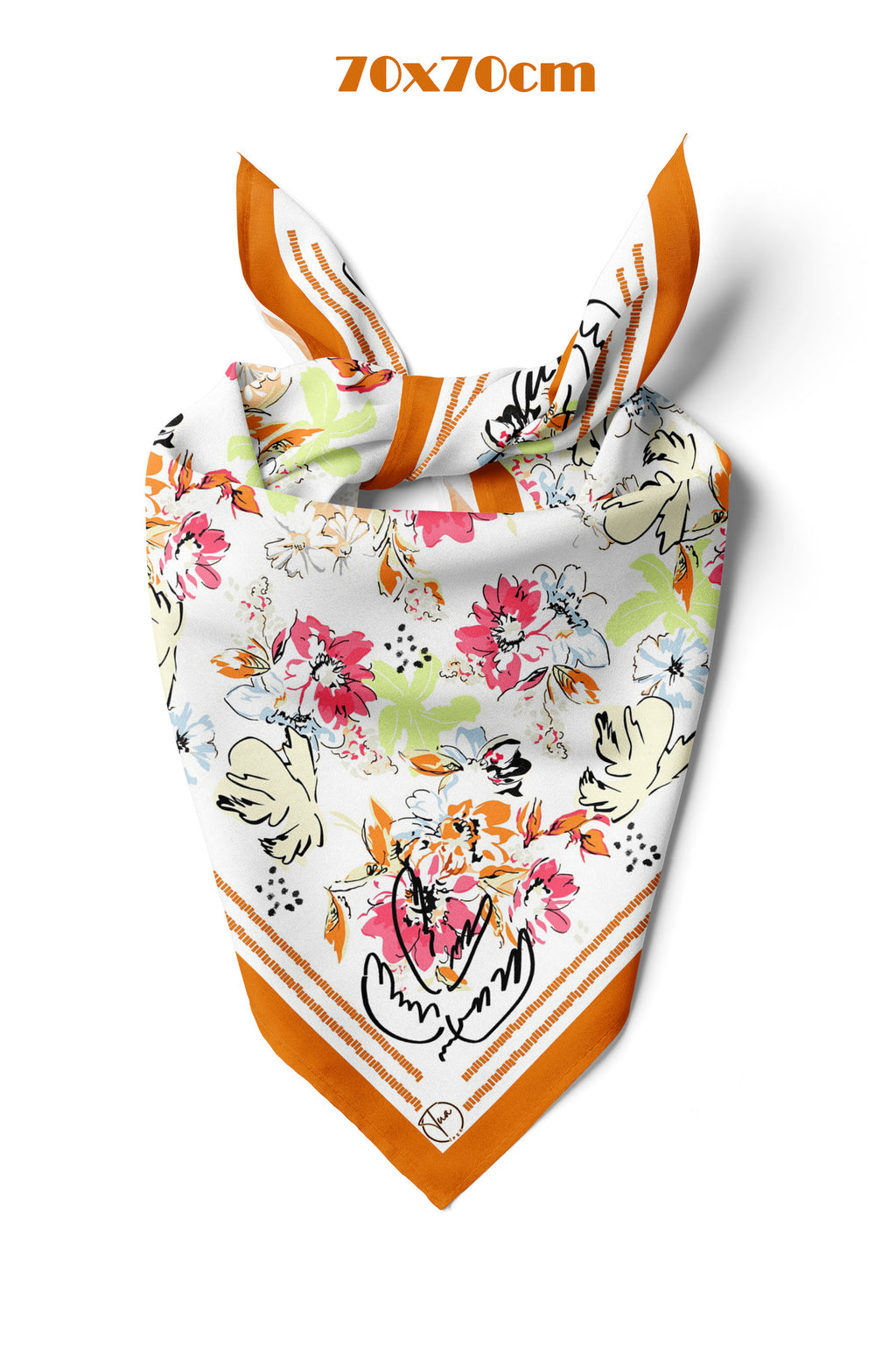 NEŞELİ BAHAR Desen 70*70cm Bandana/Fular - Çok Renkli